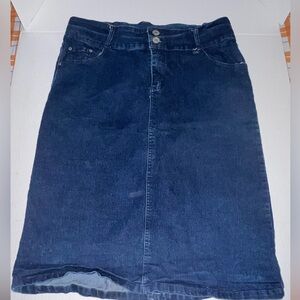 Modest Denim Skirt By Hydrant Size 16 Blue Jean Pencil Midi Below Knee Dark Wash